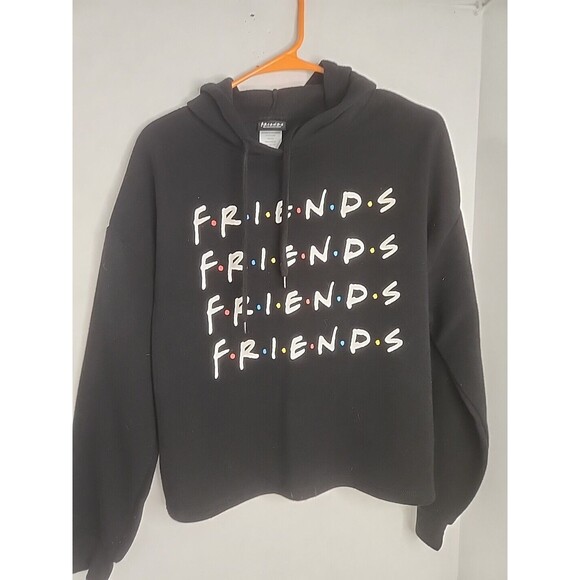 Jerry Leigh Tops - FRIENDS Women's Crop Pullover Long Sleeve Hoodie Sweatshirt Black  Size Medium